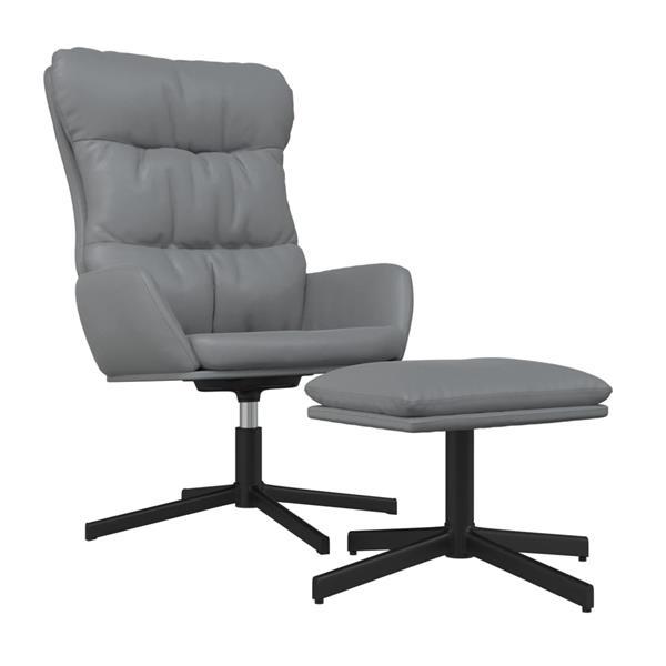 Grote foto vidaxl chaise de relaxation avec tabouret gris anthracite si huis en inrichting stoelen
