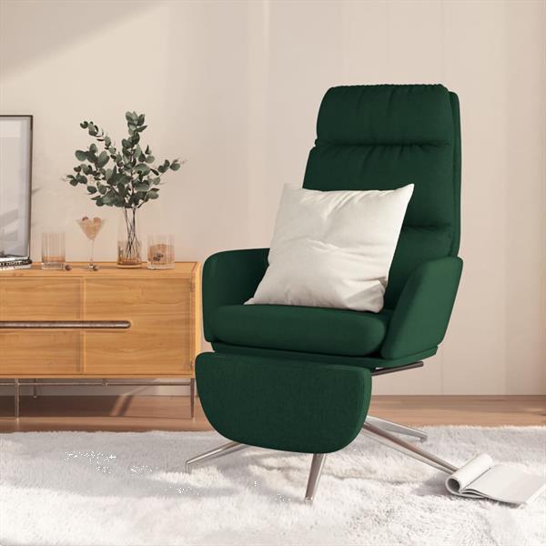 Grote foto vidaxl chaise de relaxation avec repose pied vert fonc tiss huis en inrichting stoelen