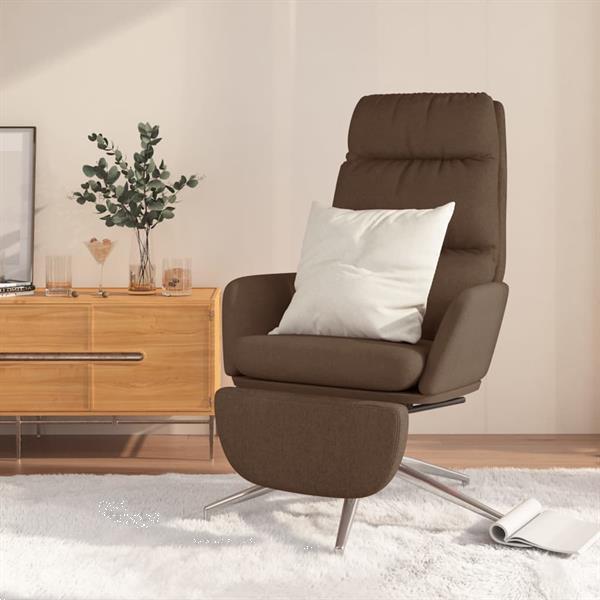 Grote foto vidaxl chaise de relaxation avec repose pied marron tissu huis en inrichting stoelen