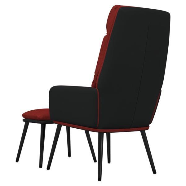 Grote foto vidaxl chaise de relaxation avec tabouret bordeaux tissu et huis en inrichting stoelen