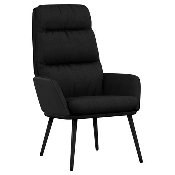 Grote foto vidaxl chaise de relaxation avec tabouret noir tissu et simi huis en inrichting stoelen