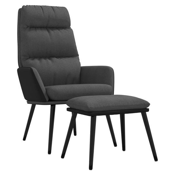 Grote foto vidaxl chaise de relaxation avec tabouret gris fonc tissu s huis en inrichting stoelen