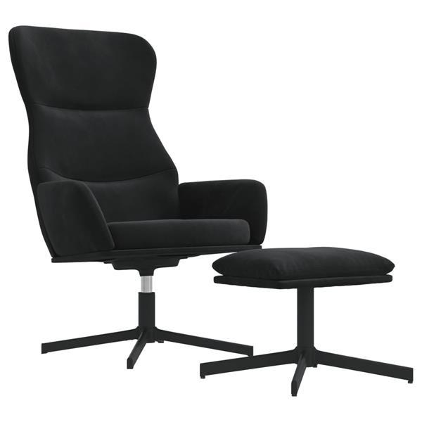 Grote foto vidaxl chaise de relaxation avec tabouret noir velours huis en inrichting stoelen
