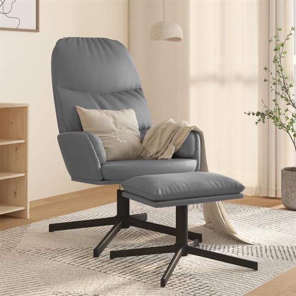 Grote foto vidaxl chaise de relaxation avec tabouret gris similicuir huis en inrichting stoelen
