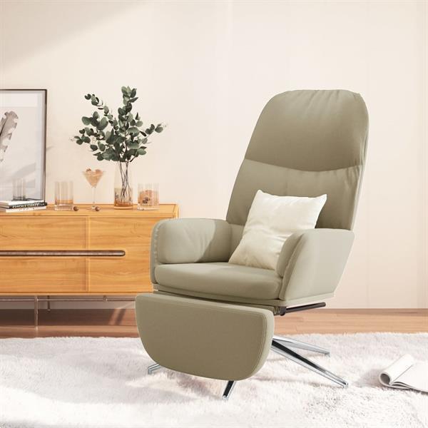 Grote foto vidaxl chaise de relaxation et repose pied gris clair simili huis en inrichting stoelen