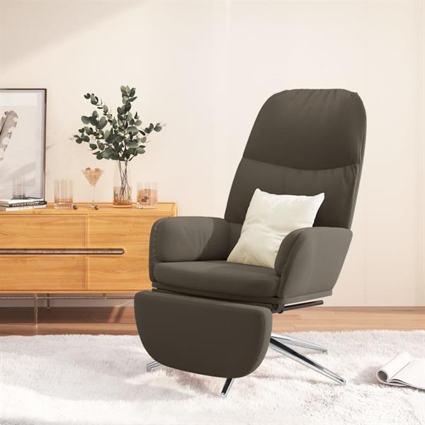 Grote foto vidaxl chaise de relaxation et repose pied gris fonc simili huis en inrichting stoelen