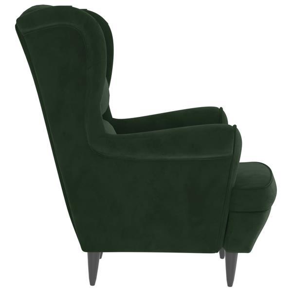 Grote foto vidaxl fauteuil oreilles avec tabouret vert fonc velours huis en inrichting stoelen