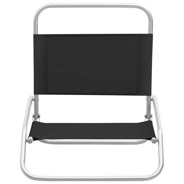Grote foto vidaxl chaises de plage pliables 2 pcs noir tissu tuin en terras tuinmeubelen
