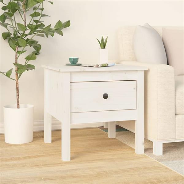 Grote foto vidaxl table d appoint blanc 50x50x49 cm bois massif de pin huis en inrichting eettafels