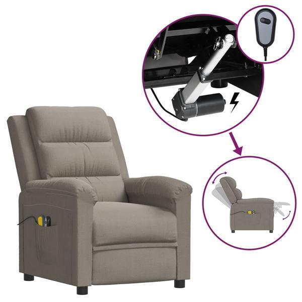 Grote foto vidaxl fauteuil lectrique de massage gris clair velours huis en inrichting stoelen