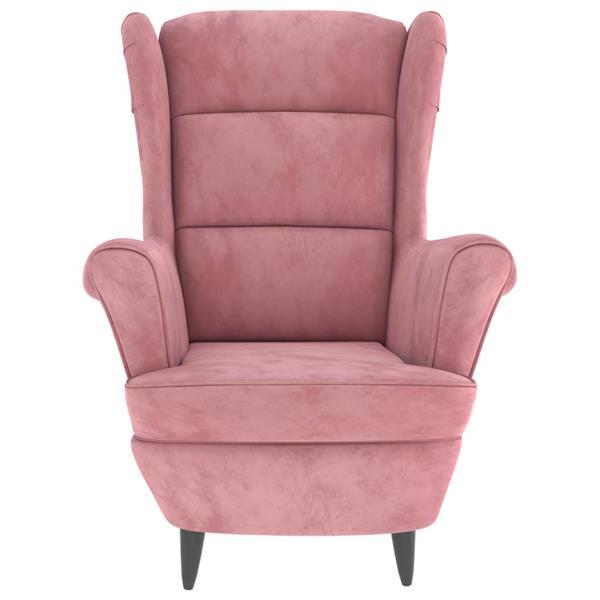 Grote foto vidaxl fauteuil oreilles avec tabouret rose velours huis en inrichting stoelen