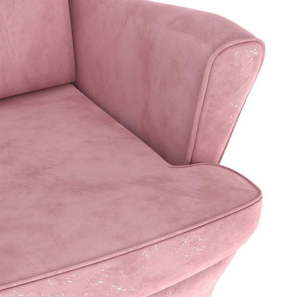 Grote foto vidaxl fauteuil oreilles avec tabouret rose velours huis en inrichting stoelen