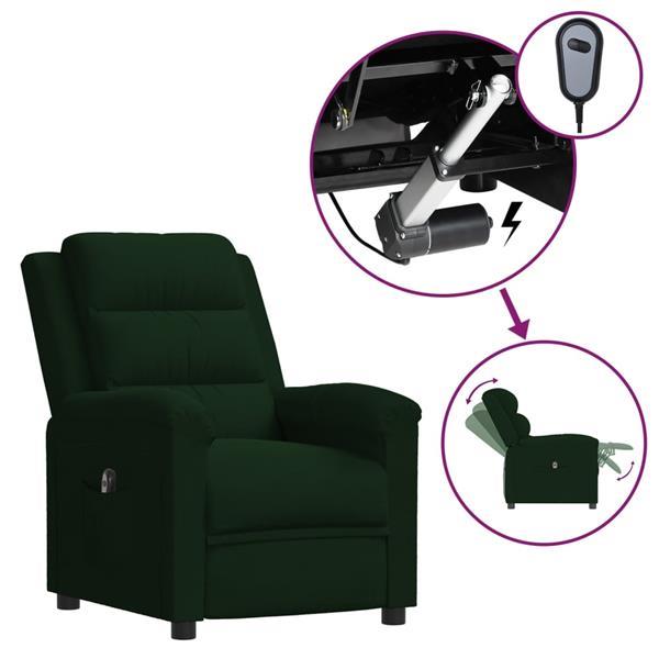 Grote foto vidaxl fauteuil inclinable lectrique vert fonc velours huis en inrichting stoelen