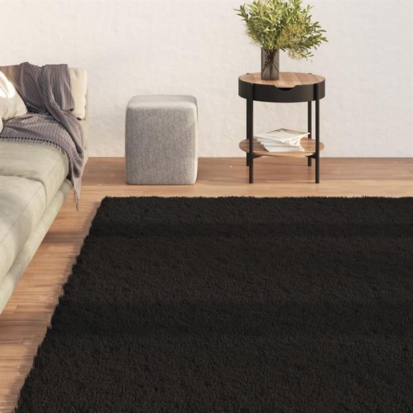 Grote foto vidaxl tapis shaggy doux lavable 80x150 cm antid rapant noir huis en inrichting vloerbedekking en kleden