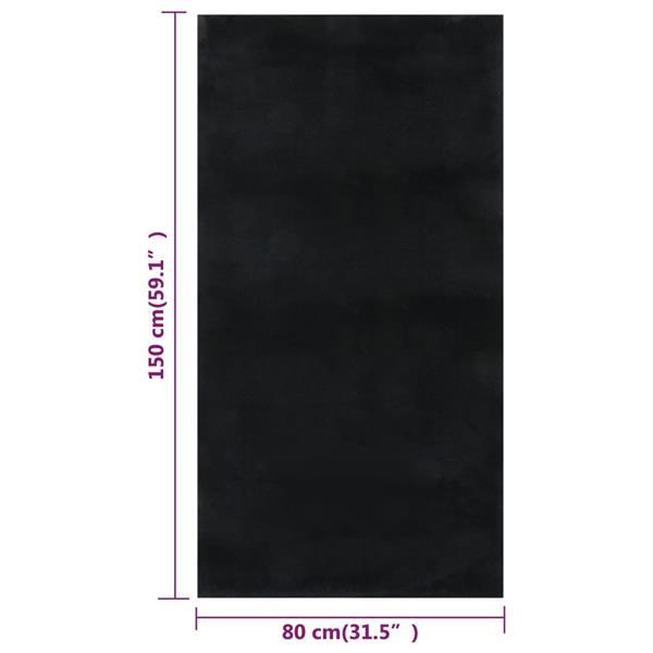Grote foto vidaxl tapis shaggy doux lavable 80x150 cm antid rapant noir huis en inrichting vloerbedekking en kleden