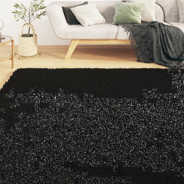 Grote foto vidaxl tapis shaggy doux lavable 80x150 cm antid rapant noir huis en inrichting vloerbedekking en kleden