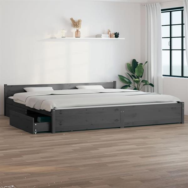 Grote foto vidaxl cadre de lit avec tiroirs gris 180x200 cm super king huis en inrichting bedden