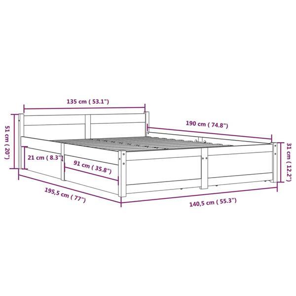 Grote foto vidaxl cadre de lit avec tiroirs gris 135x190 cm double huis en inrichting bedden