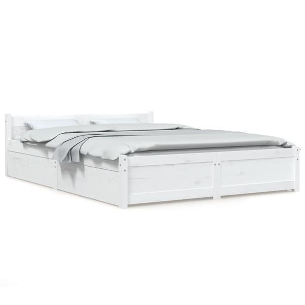 Grote foto vidaxl cadre de lit avec tiroirs blanc 135x190 cm double huis en inrichting bedden