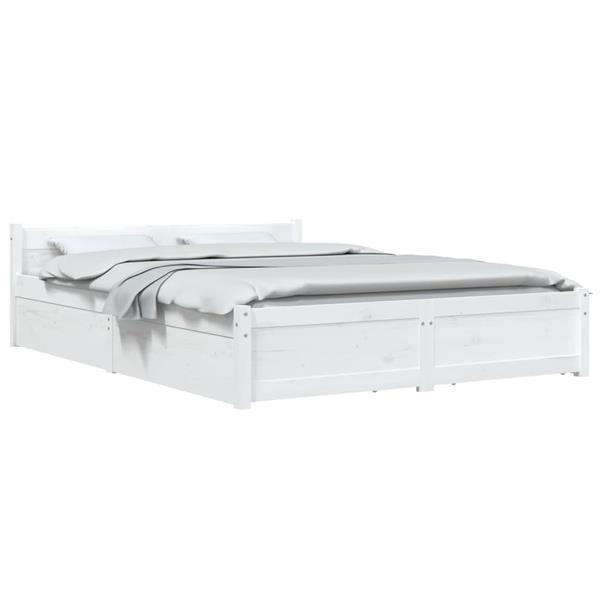 Grote foto vidaxl cadre de lit avec tiroirs blanc 135x190 cm double huis en inrichting bedden