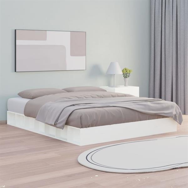 Grote foto vidaxl cadre de lit blanc 180x200 cm super king bois massif huis en inrichting bedden