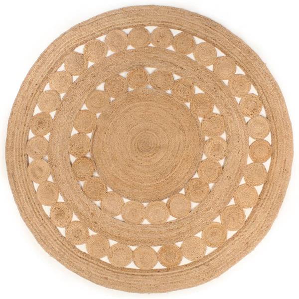 Grote foto vidaxl tapis design tress jute 210 cm rond huis en inrichting vloerbedekking en kleden