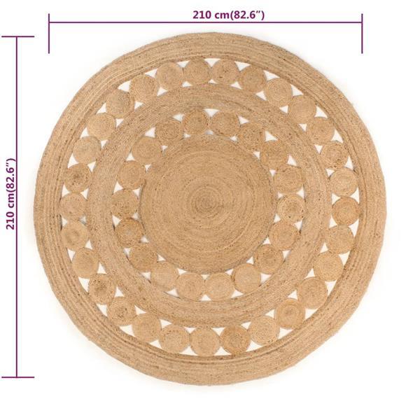 Grote foto vidaxl tapis design tress jute 210 cm rond huis en inrichting vloerbedekking en kleden