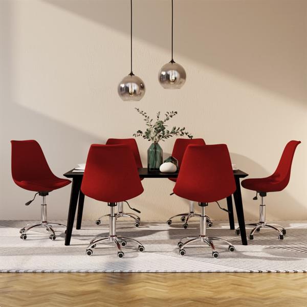 Grote foto vidaxl chaises pivotantes de salle manger 6 pcs rouge bord huis en inrichting stoelen