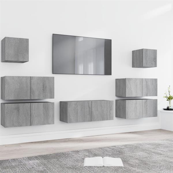 Grote foto vidaxl 7 delige tv meubelset bewerkt hout grijs sonoma eiken huis en inrichting overige