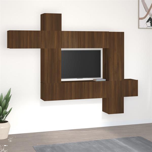 Grote foto vidaxl 10 delige tv meubelset bewerkt hout bruineikenkleurig huis en inrichting overige