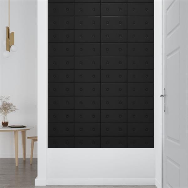 Grote foto vidaxl wandpanelen 12 st 0 54 m 30x15 cm kunstleer zwart doe het zelf en verbouw materialen en producten