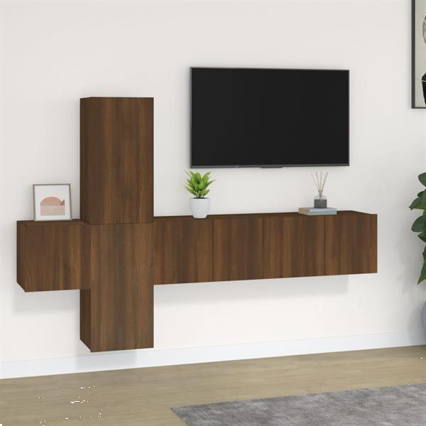 Grote foto vidaxl 5 delige tv meubelset bewerkt hout bruineikenkleurig huis en inrichting overige