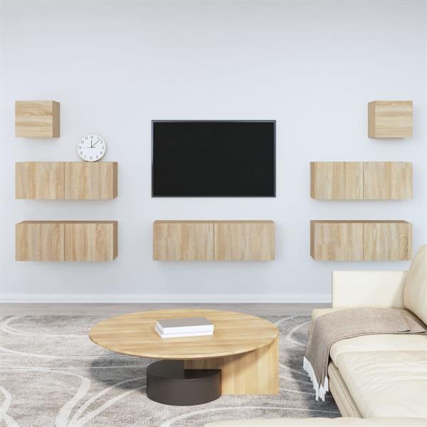 Grote foto vidaxl 7 delige tv meubelset bewerkt hout sonoma eikenkleuri huis en inrichting overige
