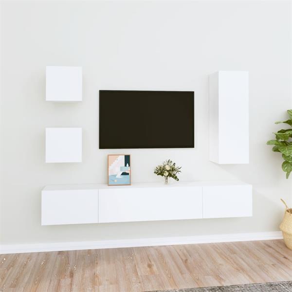 Grote foto vidaxl 5 delige tv meubelset bewerkt hout wit huis en inrichting overige