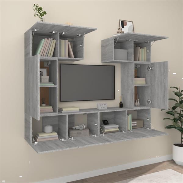 Grote foto vidaxl 6 delige tv meubelset bewerkt hout grijs sonoma eiken huis en inrichting overige