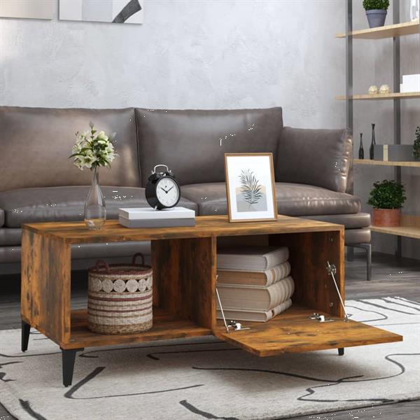 Grote foto vidaxl salontafel 90x50x40 cm bewerkt hout gerookt eikenkleu huis en inrichting eettafels