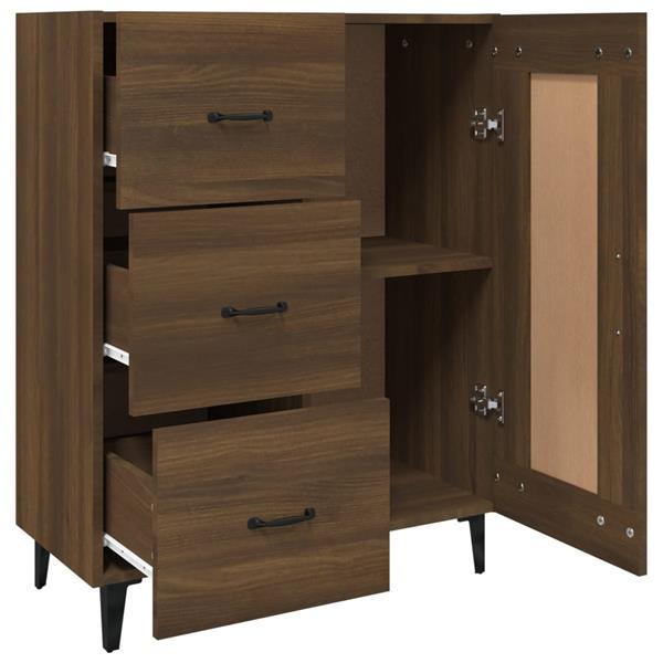 Grote foto vidaxl dressoir 69 5x34x90 cm bewerkt hout bruineikenkleurig huis en inrichting overige