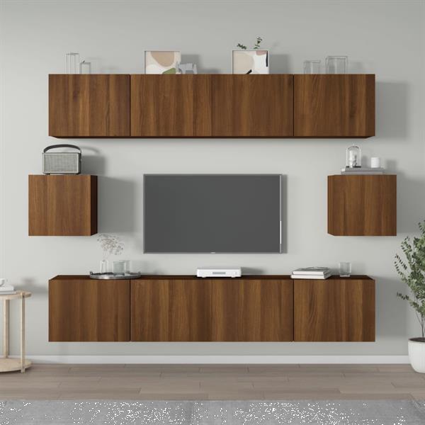 Grote foto vidaxl 6 delige tv meubelset bewerkt hout bruineikenkleurig huis en inrichting overige