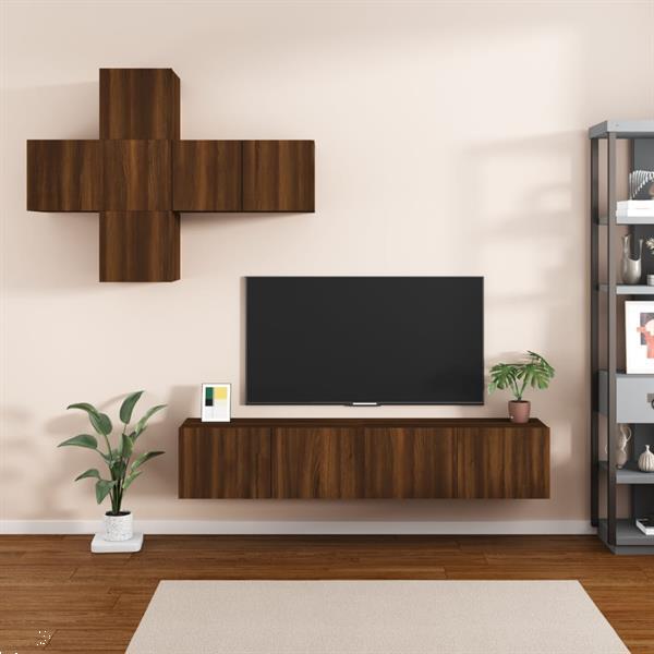 Grote foto vidaxl 7 delige tv meubelset bewerkt hout bruineikenkleurig huis en inrichting overige