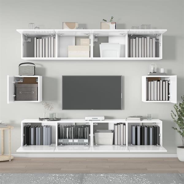 Grote foto vidaxl 6 delige tv meubelset bewerkt hout hoogglans wit huis en inrichting overige