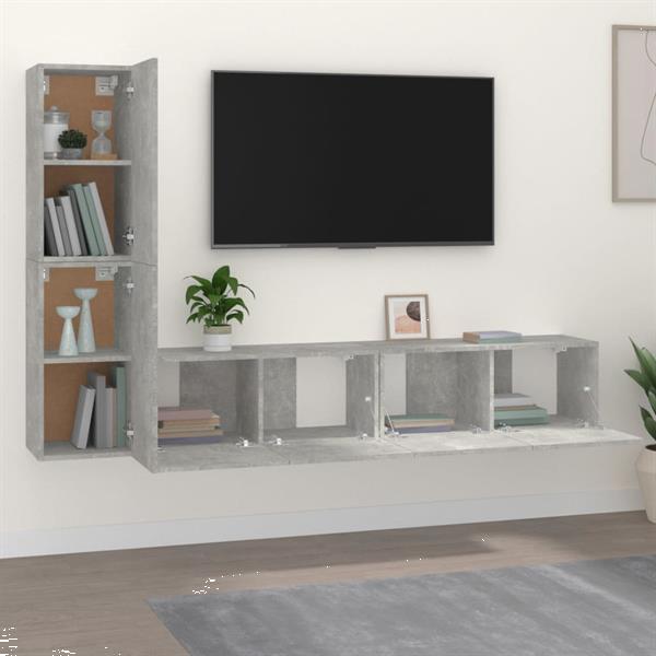 Grote foto vidaxl 4 delige tv meubelset bewerkt hout betongrijs huis en inrichting overige