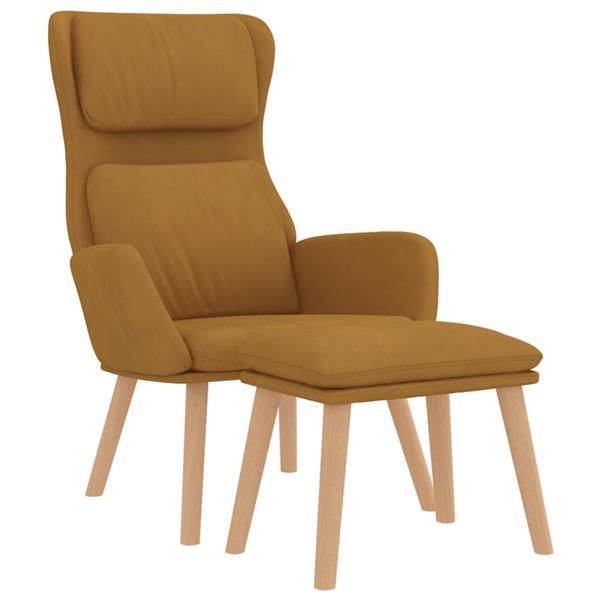 Grote foto vidaxl relaxstoel met voetenbank fluweel bruin huis en inrichting stoelen