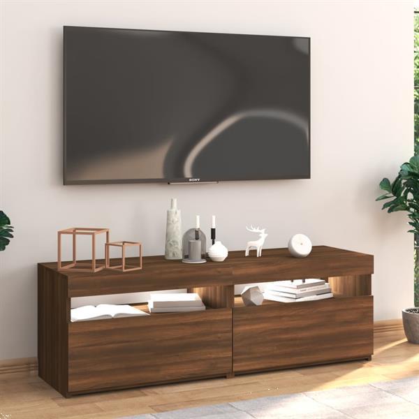 Grote foto vidaxl tv meubel met led verlichting 120x35x40 cm bruineiken huis en inrichting overige