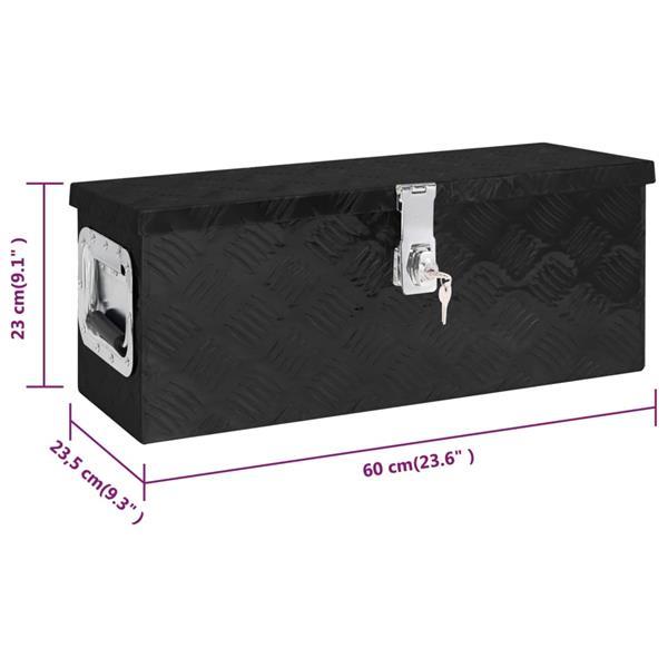 Grote foto vidaxl opbergbox 60x23 5x23 cm aluminium zwart doe het zelf en verbouw materialen en producten