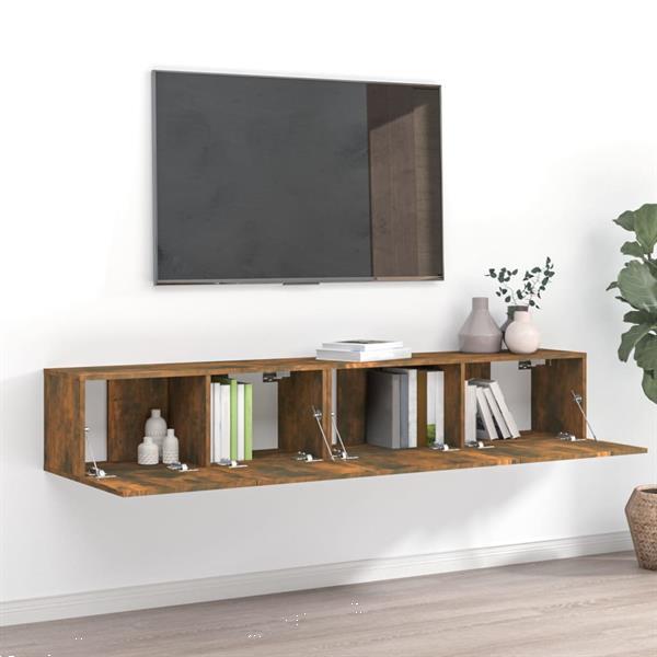 Grote foto vidaxl 2 delige tv meubelset bewerkt hout gerookt eikenkleur huis en inrichting overige