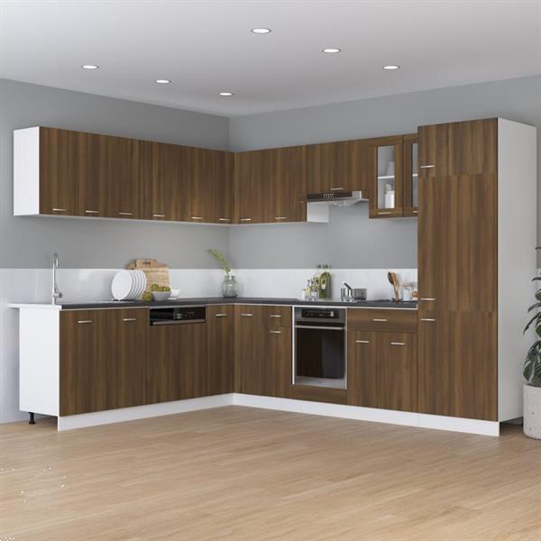 Grote foto vidaxl hoekkast hangend 57x57x60 cm bewerkt hout bruineikenk huis en inrichting keukens