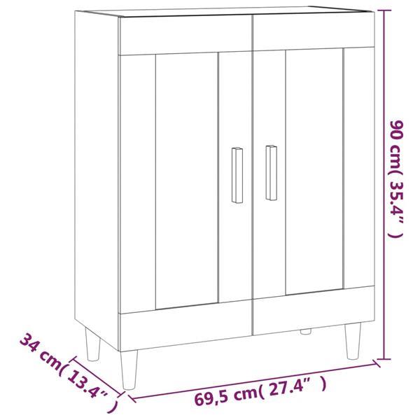 Grote foto vidaxl dressoir 69 5x34x90 cm bewerkt hout bruineikenkleurig huis en inrichting overige