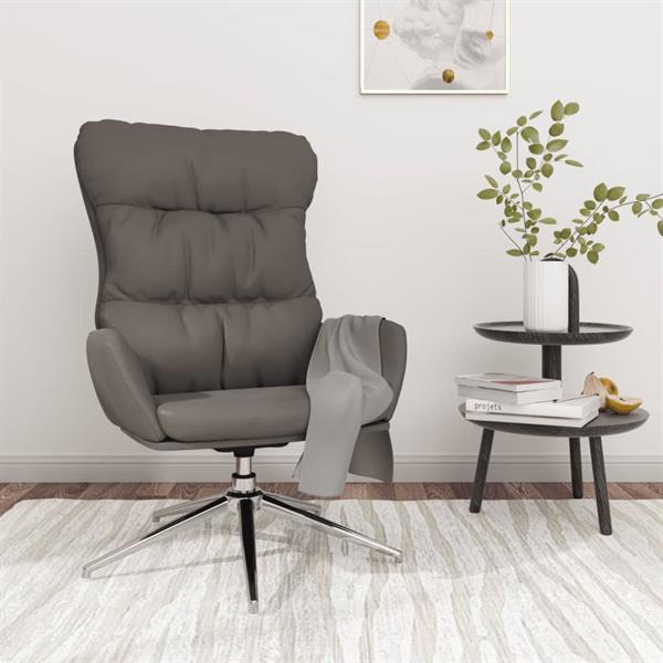 Grote foto vidaxl relaxstoel met voetenbank echt leer en kunstleer grij huis en inrichting stoelen