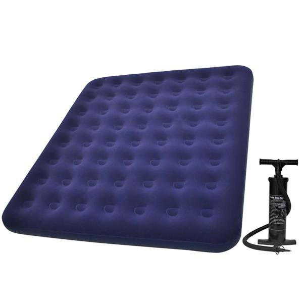 Grote foto vidaxl luchtbed bevlokt blauw 203 x 183 x 22 cm pomp caravans en kamperen kampeertoebehoren
