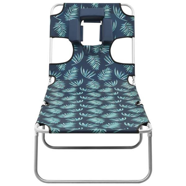 Grote foto vidaxl chaise longue avec coussin de t te acier motif de feu tuin en terras tuinmeubelen
